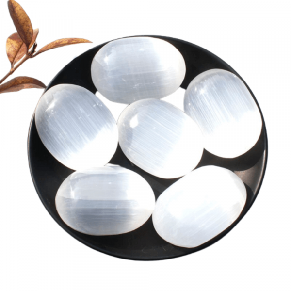 Natural White Selenite Palm Stone